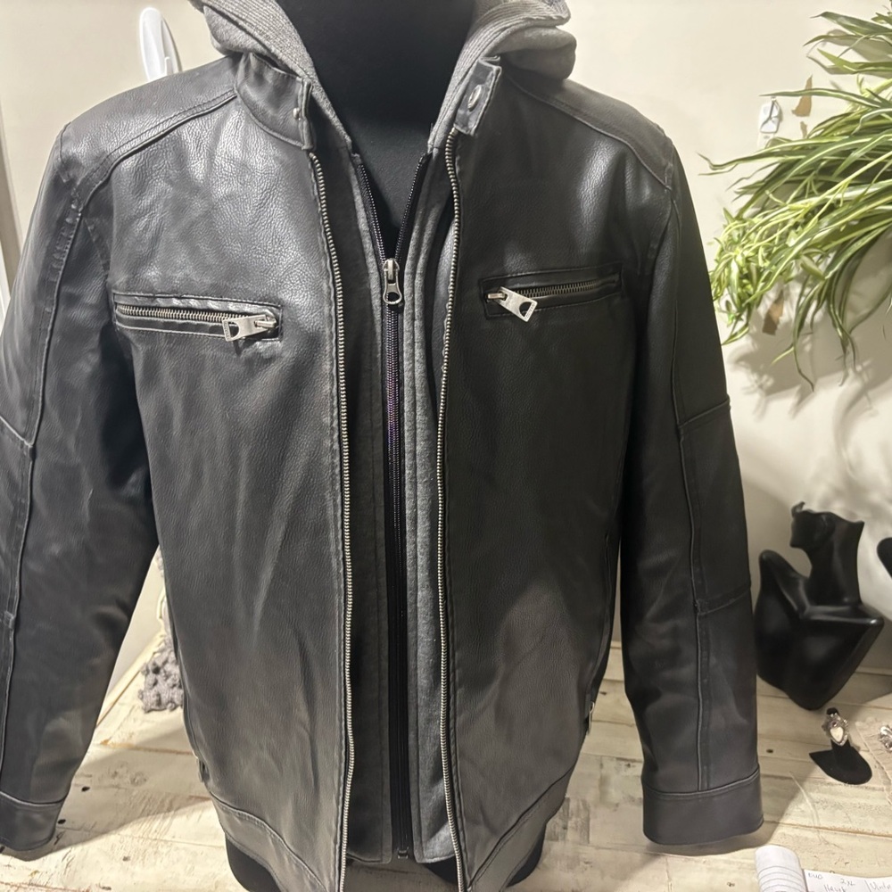 Men’s Guess Dylan Hooded Motorcycle Jacket-Large - Picture 7 of 11
